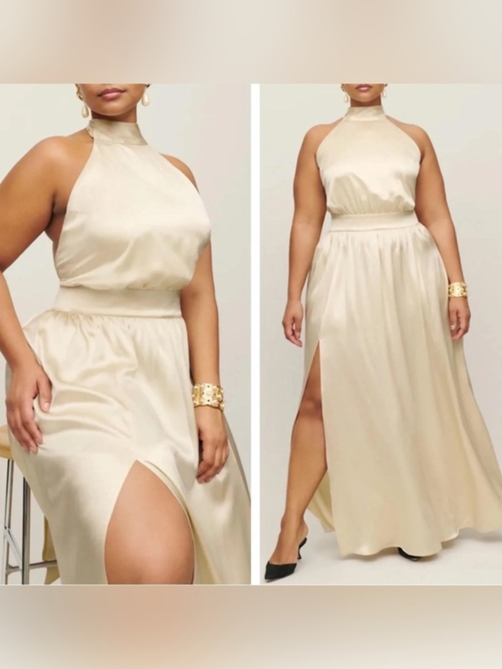 REFORMATION 16 Alani Cream Ivory Silk Satin Dress NWT